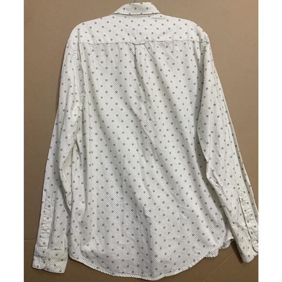 SAMSOE SAMSOE Ivory & Gray LIAM BF Button Down LS Cotton Shirt in Greydot Sz M - Picture 7 of 13